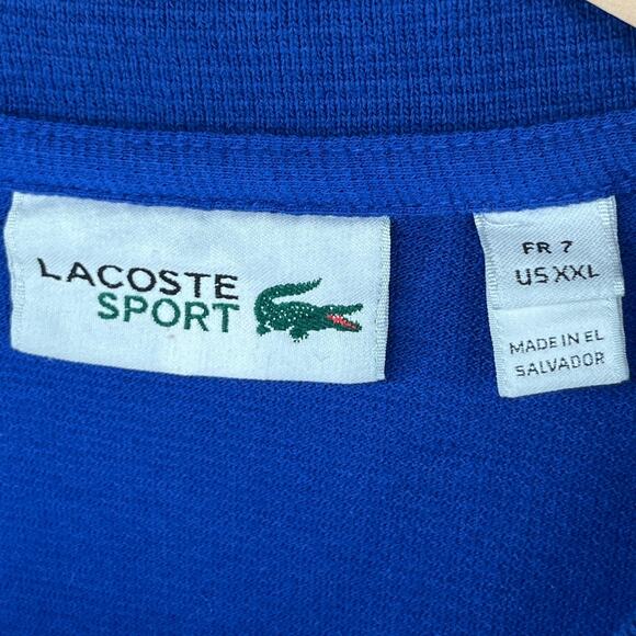 LACOSTE Shirt Mens 7 2XL SPORT Polo Golf Short Sleeve Jersey Cotton Blue - Picture 4 of 13